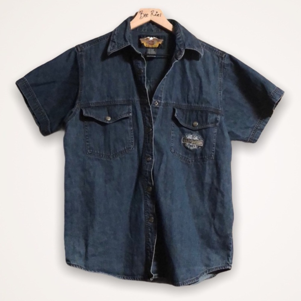 Harley Davidson Logo Denim Short Sleeve